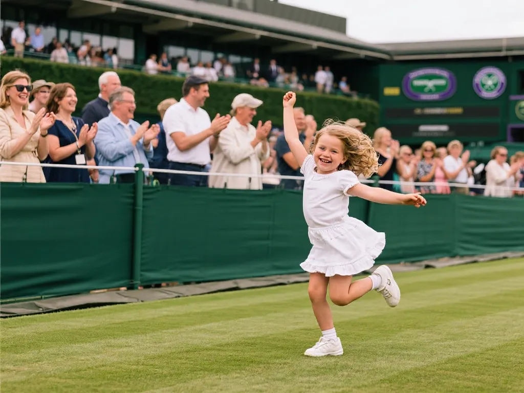 温网赛场的双重奇迹：德约科维奇女儿的童趣“抢断”和胜利之舞